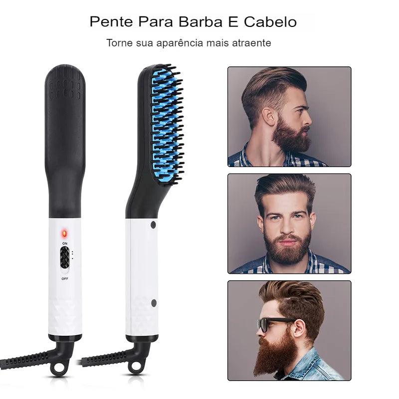 Pente de aquecimento de íon negativo elétrico para homens, pente quente, escova de alisamento de barba, uso úmido e seco, penteador rápido - L.Lartylife