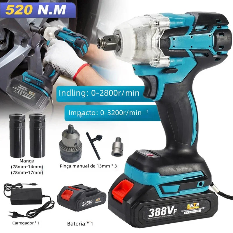520N.m Cordless Electric Impact Wrench Brushless Electric Wrench Hand Drill Socket Power Tool For Makita 388V Battery - L.Lartylife
