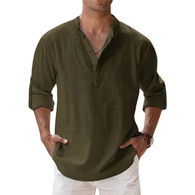 Novas Camisas de linho de algodão para homens,camisas leves casuais manga comprida - L.Lartylife
