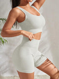 Conjunto de Yoga Sem Costura: Top Crop e Shorts de Cintura Alta - L.Lartylife