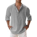 Novas Camisas de linho de algodão para homens,camisas leves casuais manga comprida - L.Lartylife